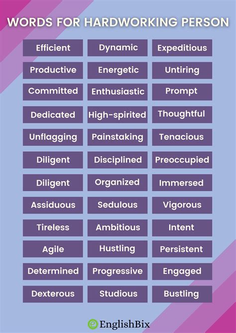 words to describe a hard worker.